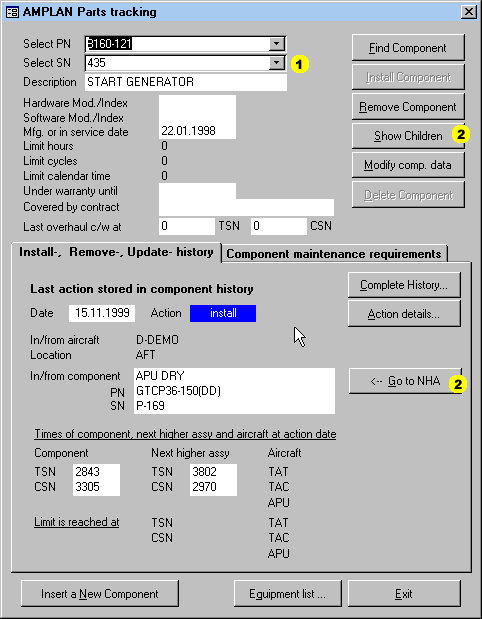 Parts tracking module