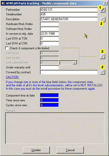 Modify component data